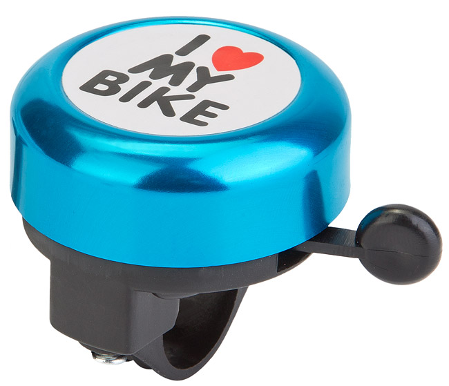 Звонок 45AE-09 "I love my bike" алюминий/пластик, чёрно-синий 210143