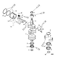 Коленчатый вал, поршни и шатуны 2-Х ТАКТНОГО ПЛМ MERCURY 55 Серийный номер от 0G760300 до 0T979999