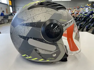 Шлем открытый с визором HETOSHI XD1-260 цв. Серый с черно-зелеными вставками р. XXL